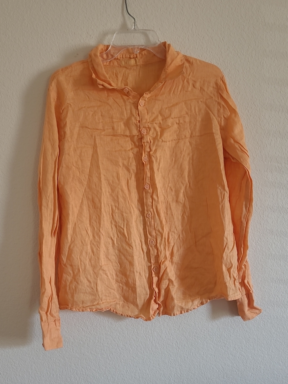 CP Shades Linen Lightweight Peach/Orange Button-Up Blouse Size M